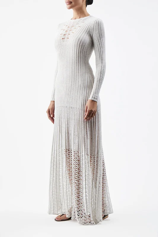 Maia Knit Dress in Ivory Shappe Silk