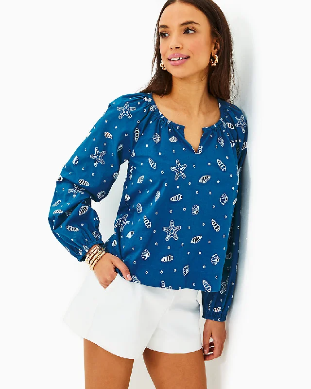 Maisha Long Sleeve Eyelet Top