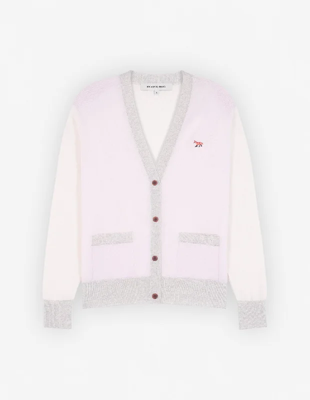 Baby Fox Patch Color Block Cardigan Pale Pink