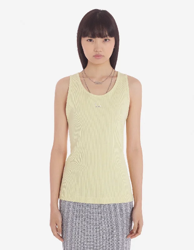 Women's Baby Fox Patch Ribbed Tank Top Chalk Yellow