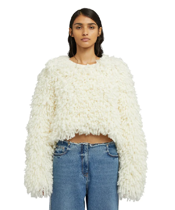 Sweater with ""Boucle Meta fur"" concept White