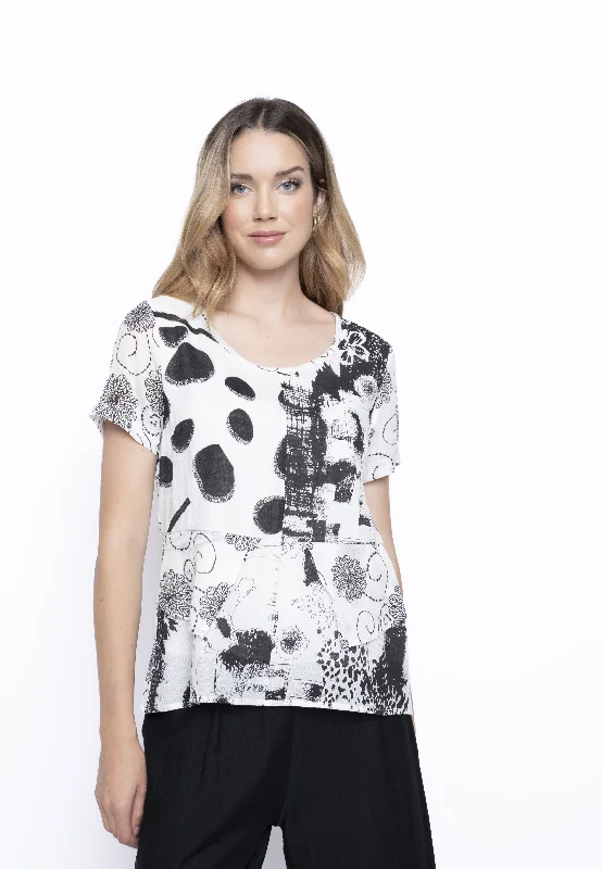 Short Sleeve Mixed Print Top