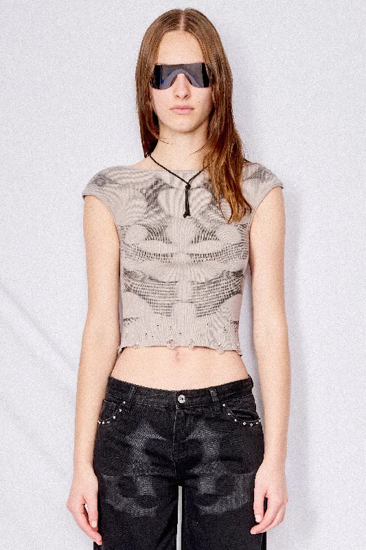 Smoke Print Cutout Top