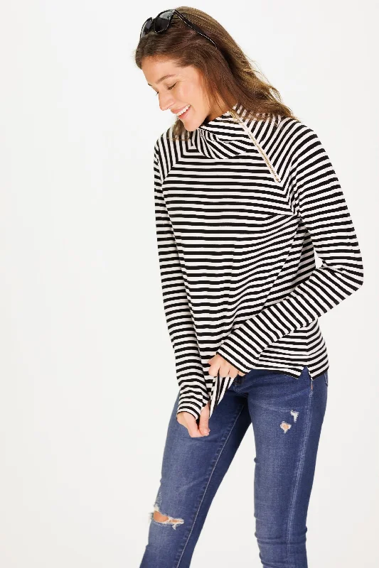 The Bowen Sweatshirt in Black & White Stripe