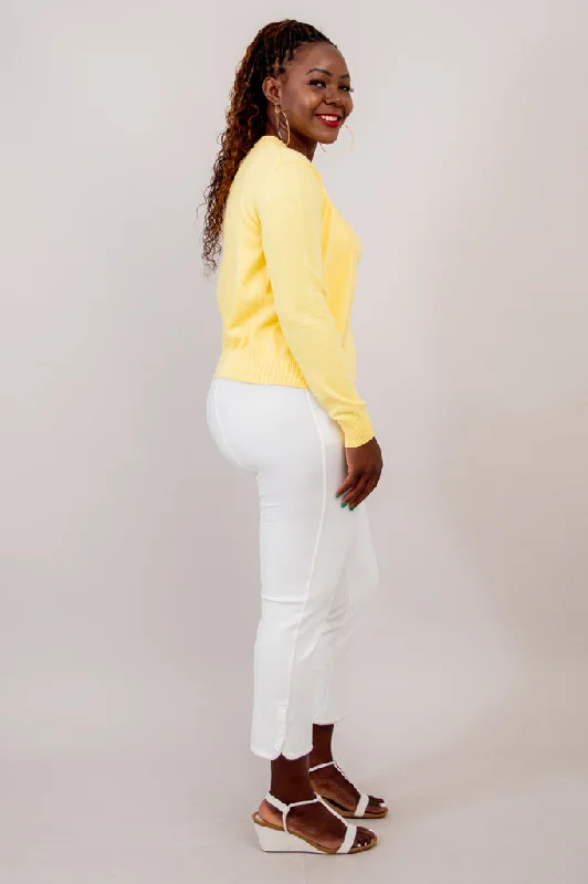 Tellie Cardigan, Yellow, Cotton