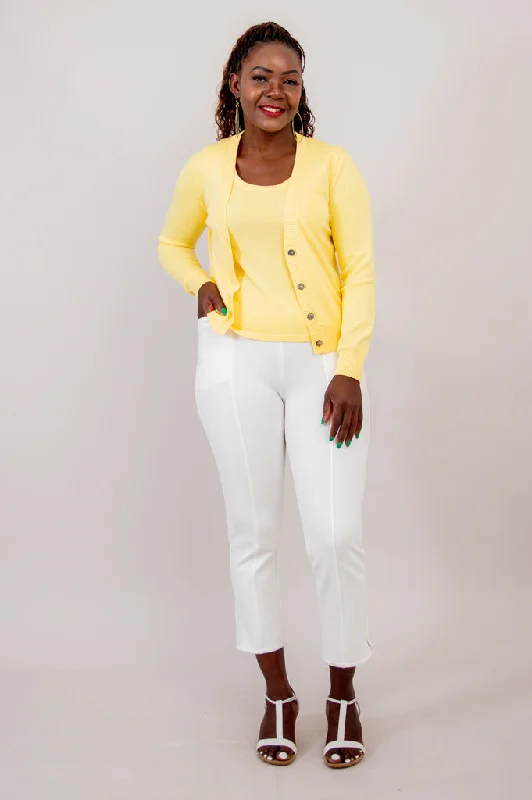 Tellie Cardigan, Yellow, Cotton