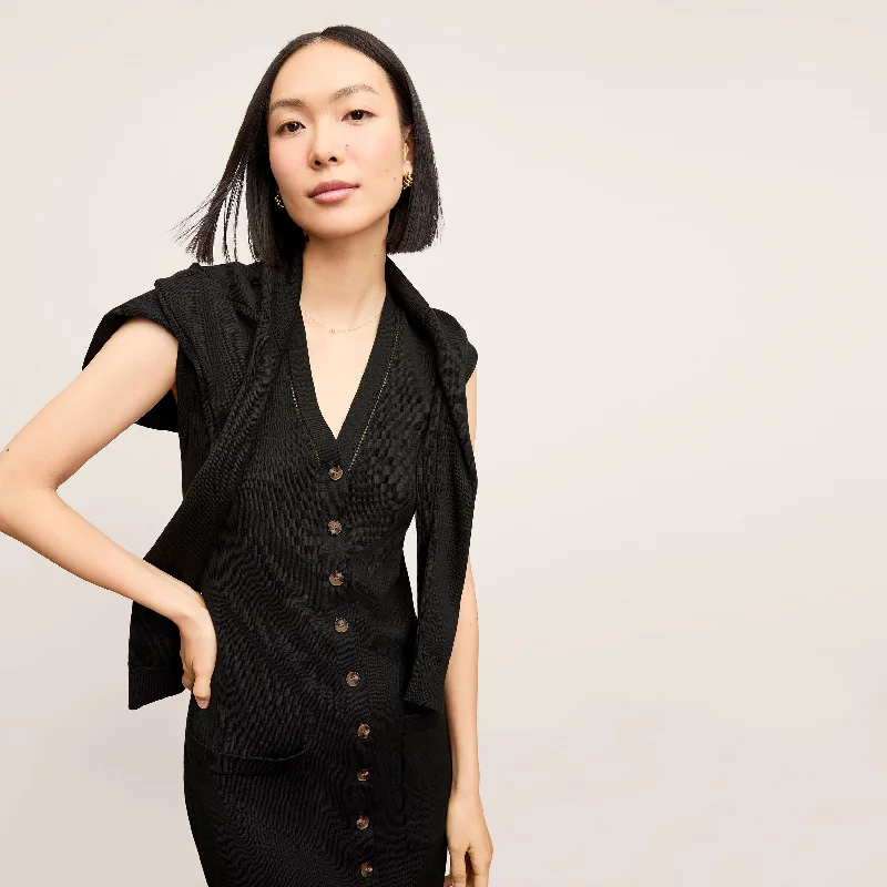 Toula Vest Dress - Cotton Silk Knit :: Black