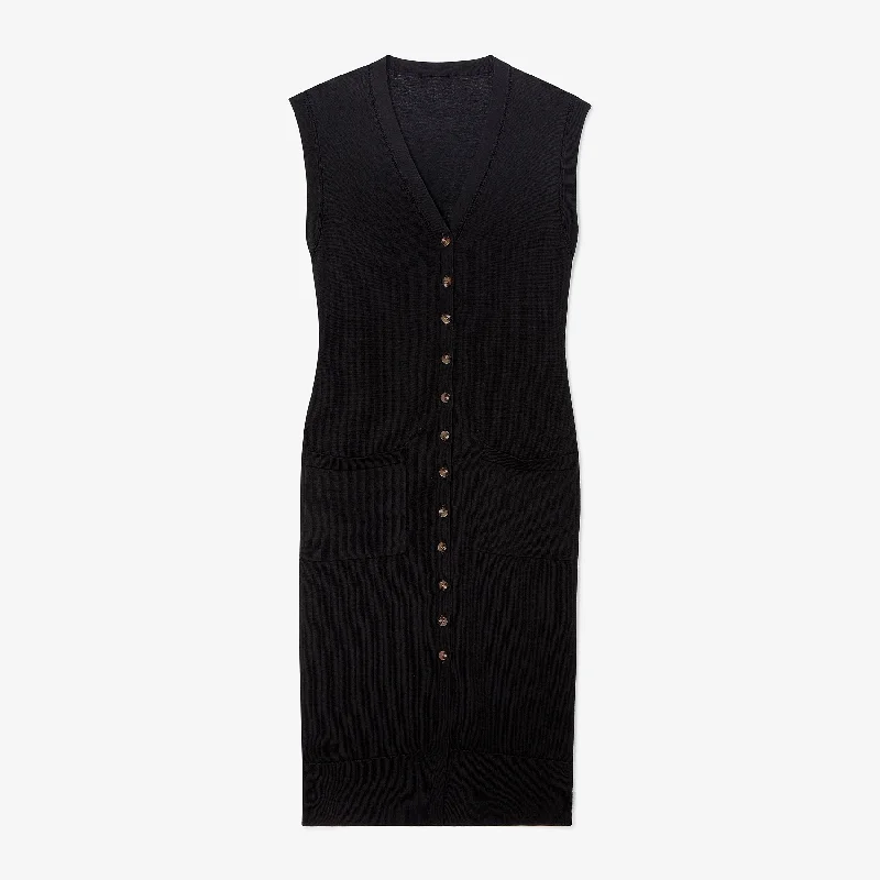 Toula Vest Dress - Cotton Silk Knit :: Black