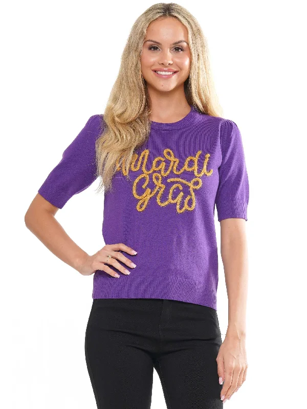 Women's Short Sleeve Mardi Gras Knit