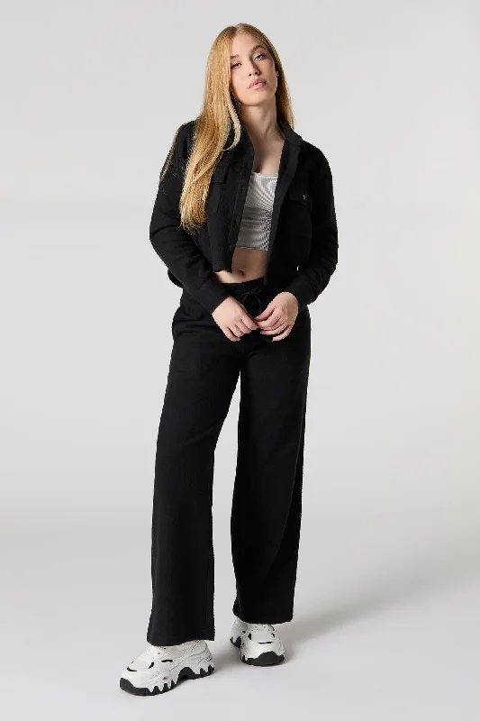 Fleece Drawstring Wide Leg Pant