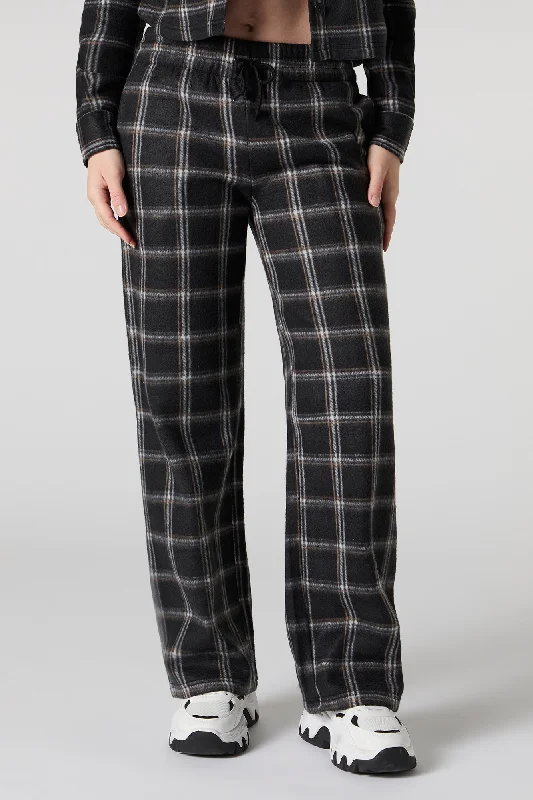 Fleece Drawstring Wide Leg Pant