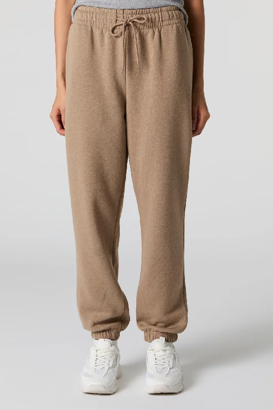 High Rise Solid Fleece Jogger