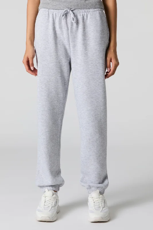 High Rise Solid Fleece Jogger