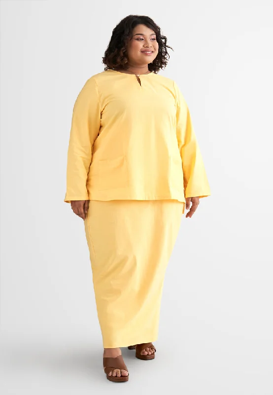 Zaheera Mix-N-Match Plain Kurung Top - Yellow