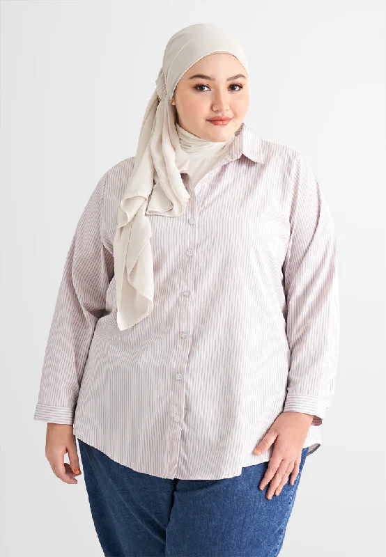 Wova Stripes Work Button Shirt - Pink