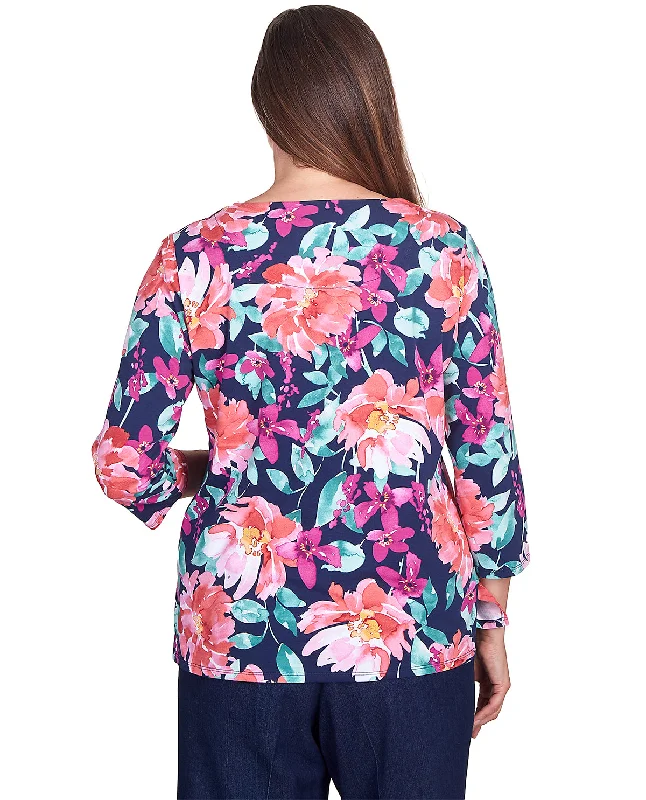 Alfred Dunner Key Item Floral Knit Top