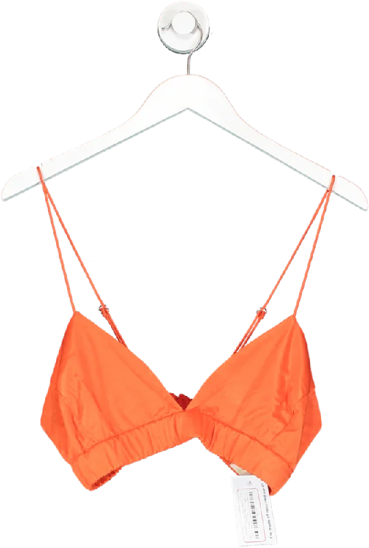 AGGI Orange Cupro And Silk Asha Satin Nasturtium Bralette Top UK M