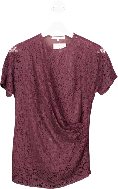 Carven Brown Short Sleeved Lace Top UK 6