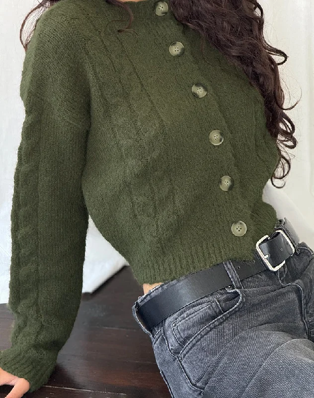 Claire Knit Cardigan in Forest Green