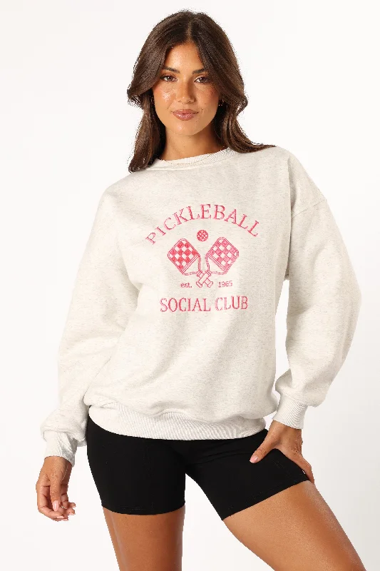 Colette Pickleball Sweatshirt - Heather Grey