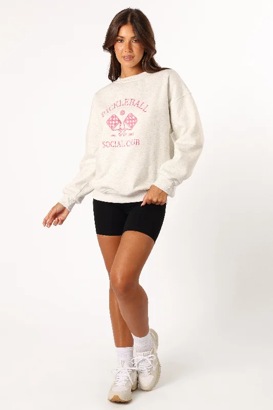 Colette Pickleball Sweatshirt - Heather Grey