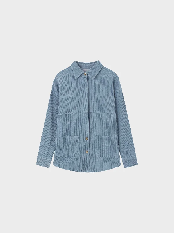 Corduroy Shacket-Ocean Blue