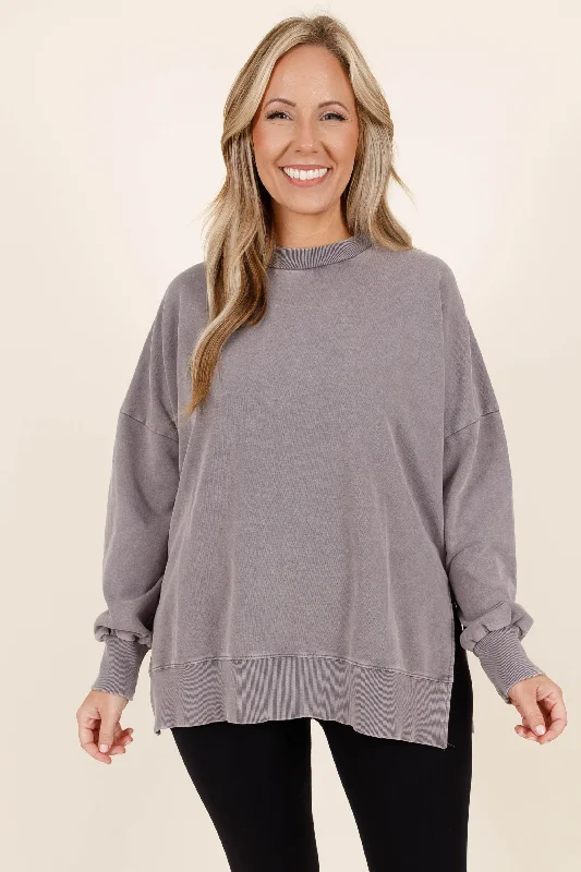 Cozy Crewneck Pullover, Gray