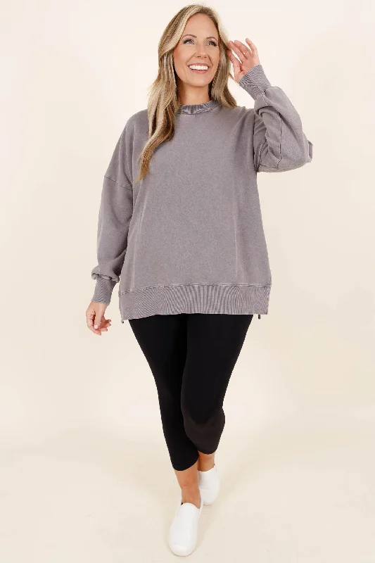 Cozy Crewneck Pullover, Gray