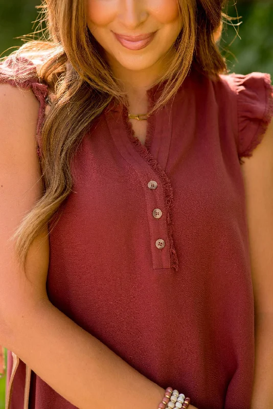 Frayed Edge Button Accented Tank