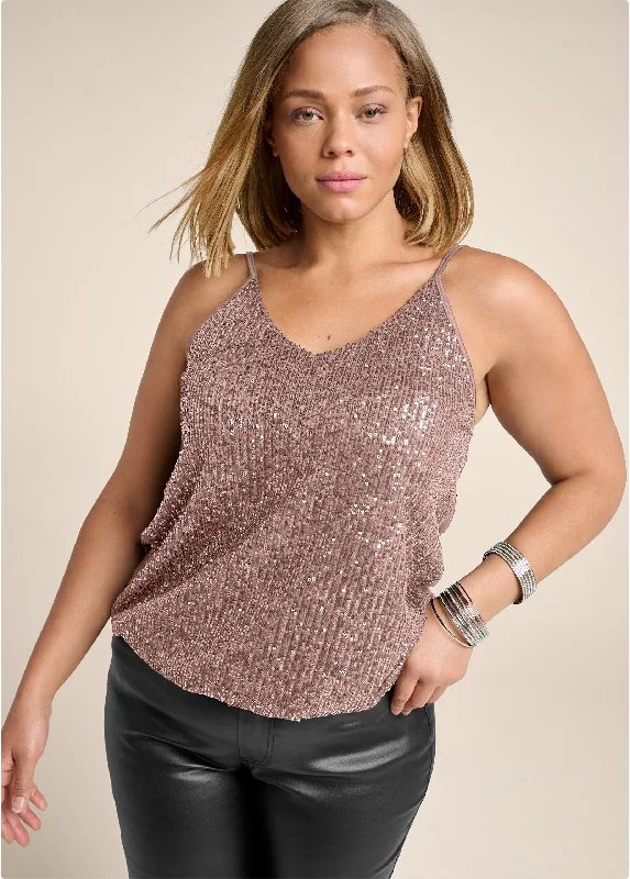 Sequin tank top - Rose Gold