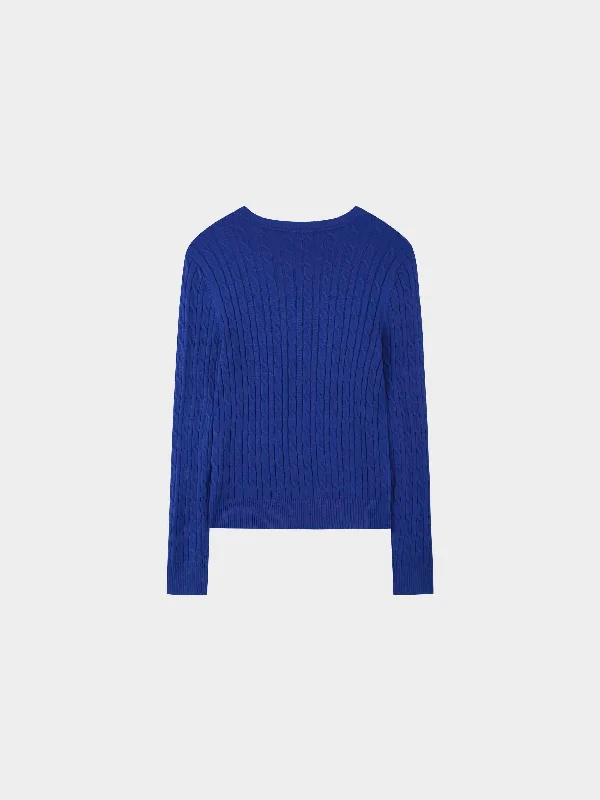 Knit Cable Sweater-Cobalt Blue