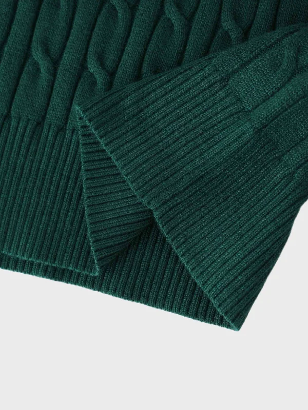 Knit Cable Sweater-Hunter Green