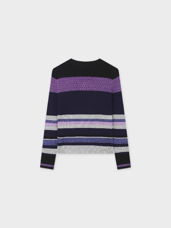 Lurex Stripe Sweater-Purple/Blue