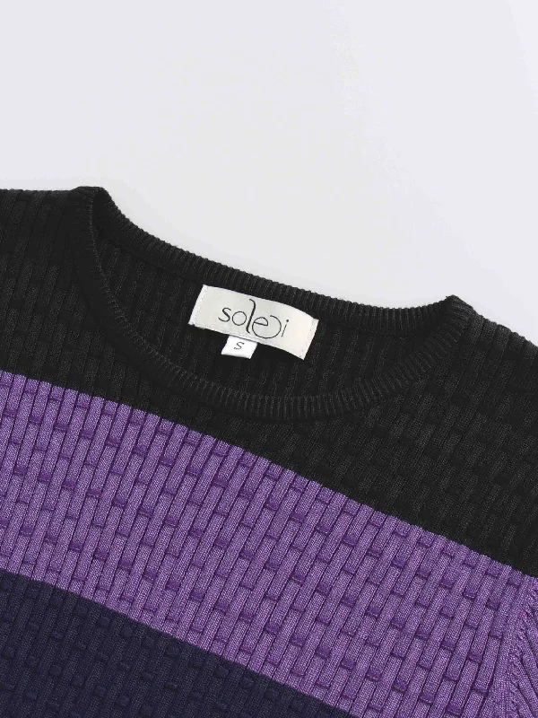 Lurex Stripe Sweater-Purple/Blue