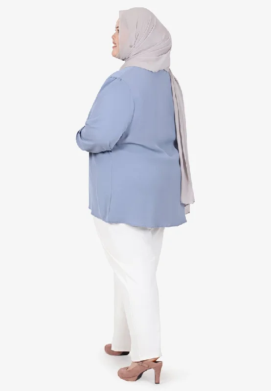 Ruthie Office Wear Crepe Blouse - Creamy Blue