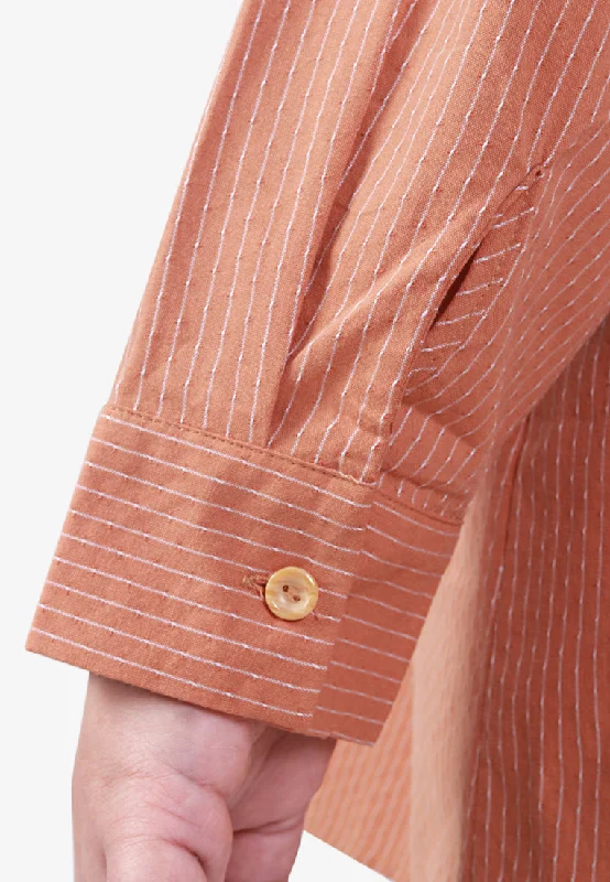 Edaine Striped Oversized Dad Shirt - Salmon Pink