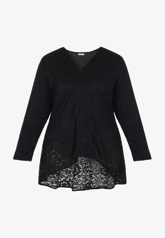 Kalsoom Fishtail Lace Kebaya Top - Black