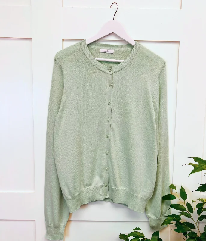 Mint Classic Round Neck Cardigan