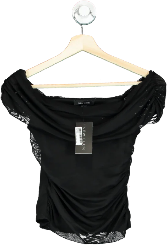 New Look Black Mollie Mesh Top UK 10