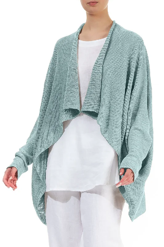 Open Longer Back Sky Blue Linen Cardigan