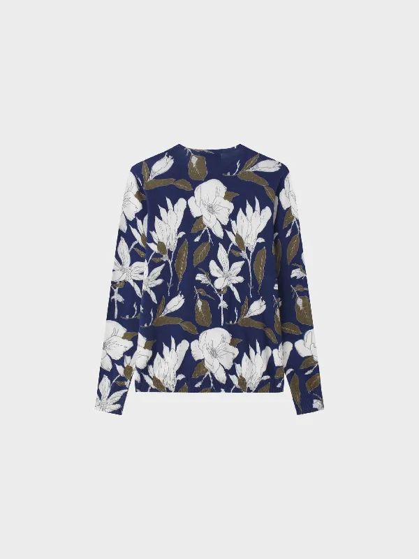 Oversized Printed Sweater-Lilac Flower