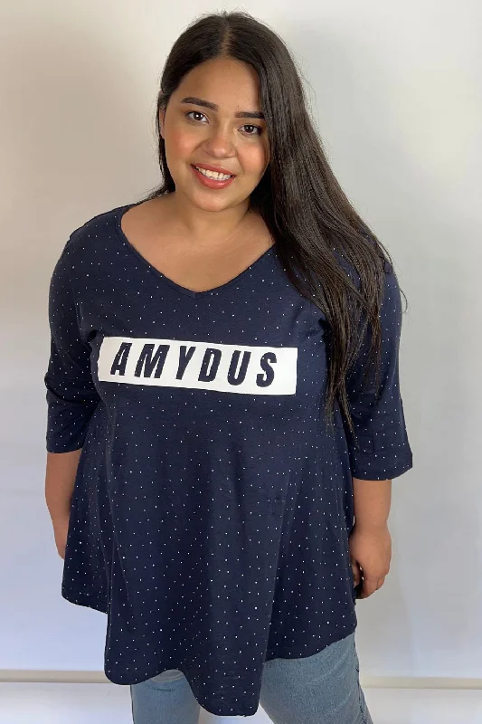 Plus Size Navy Polka Tshirt