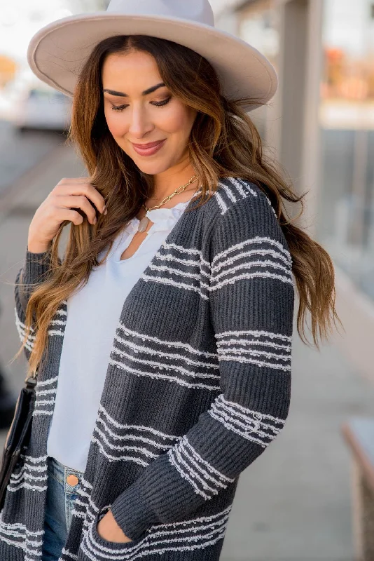 Quad Striped Blocked Knit Cardigan