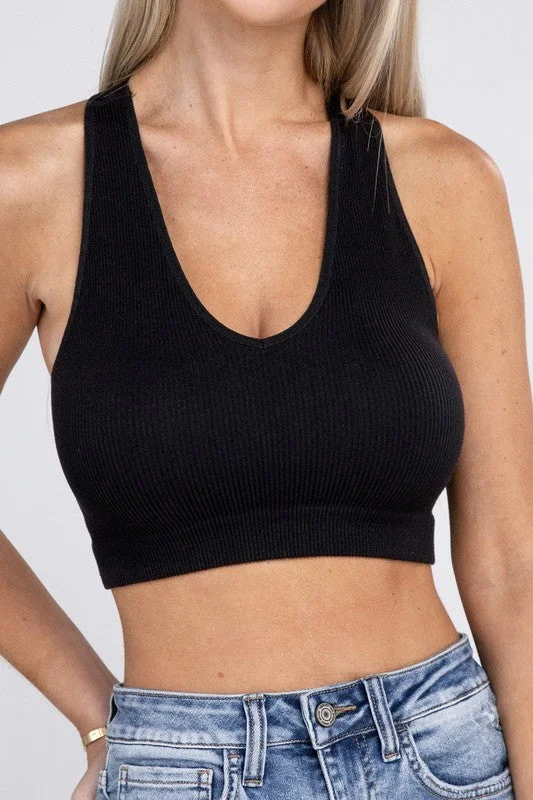 Zenana Ribbed Cropped Racerback Tank