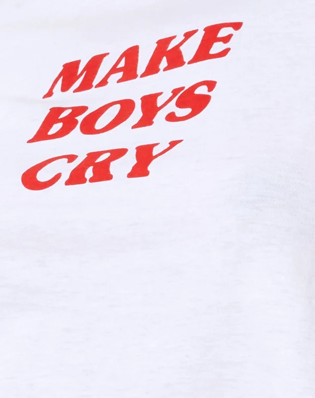 Shrunk Tee in White Make Boys Cry