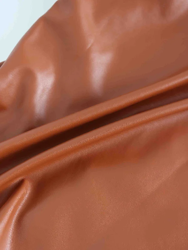 Snap Down Shacket-Cognac Leather