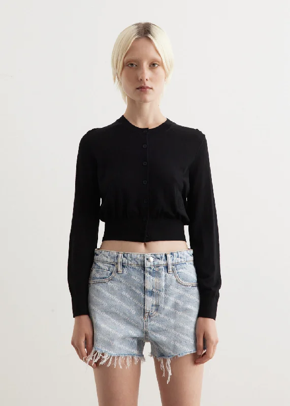 Superfine Cropped Crewneck Cardigan