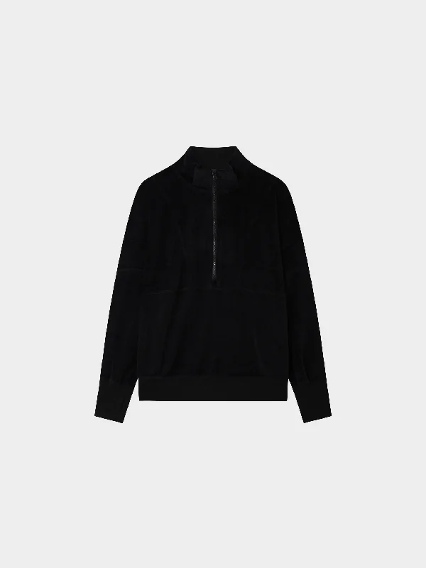 Velour Half Zip-Black