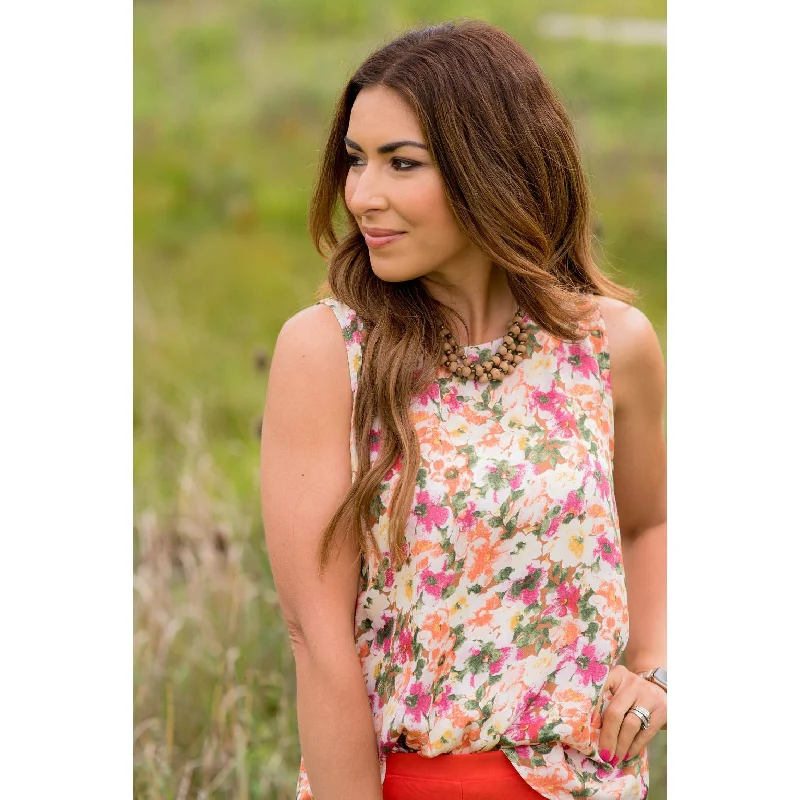 Watercolor Floral Tank Blouse