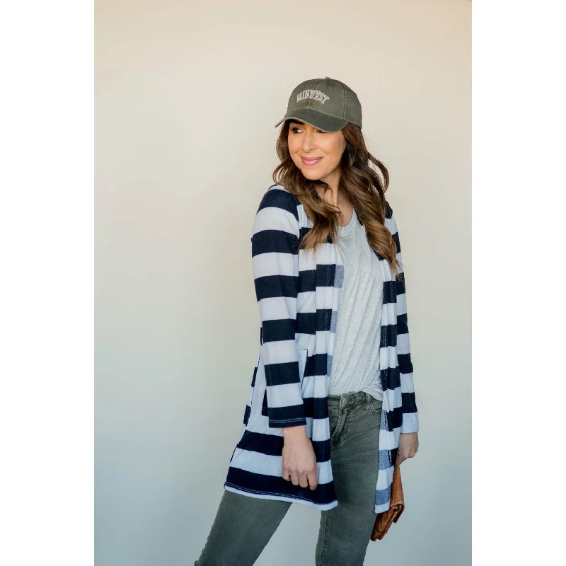 Wide Striped Cardigan